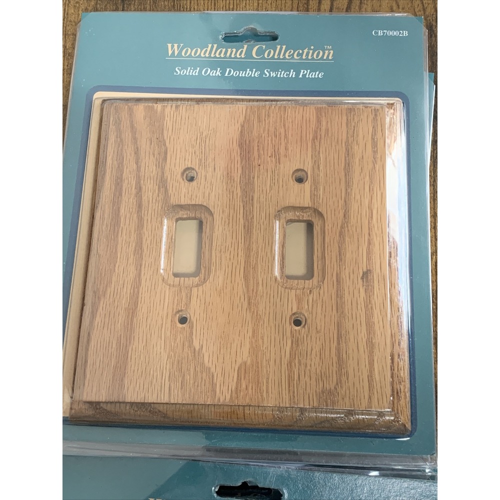 VTG Set of 4 WOODLAND COLLECTION - Solid Oak Double Switch Plate~  BRAND NEW - Picture 2 of 4